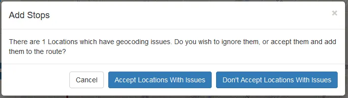 Add Stops Warning