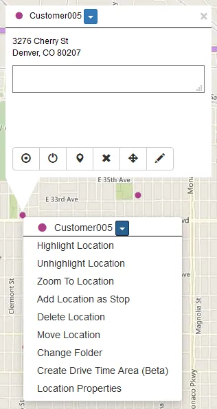 Location Actions Map Dialogs