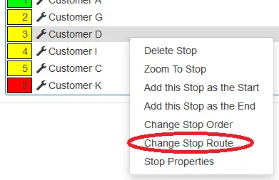 Change Stop Route