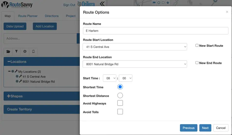 RouteSavvy Route Settings Screenshot | RouteSavvy Route Planning Software
