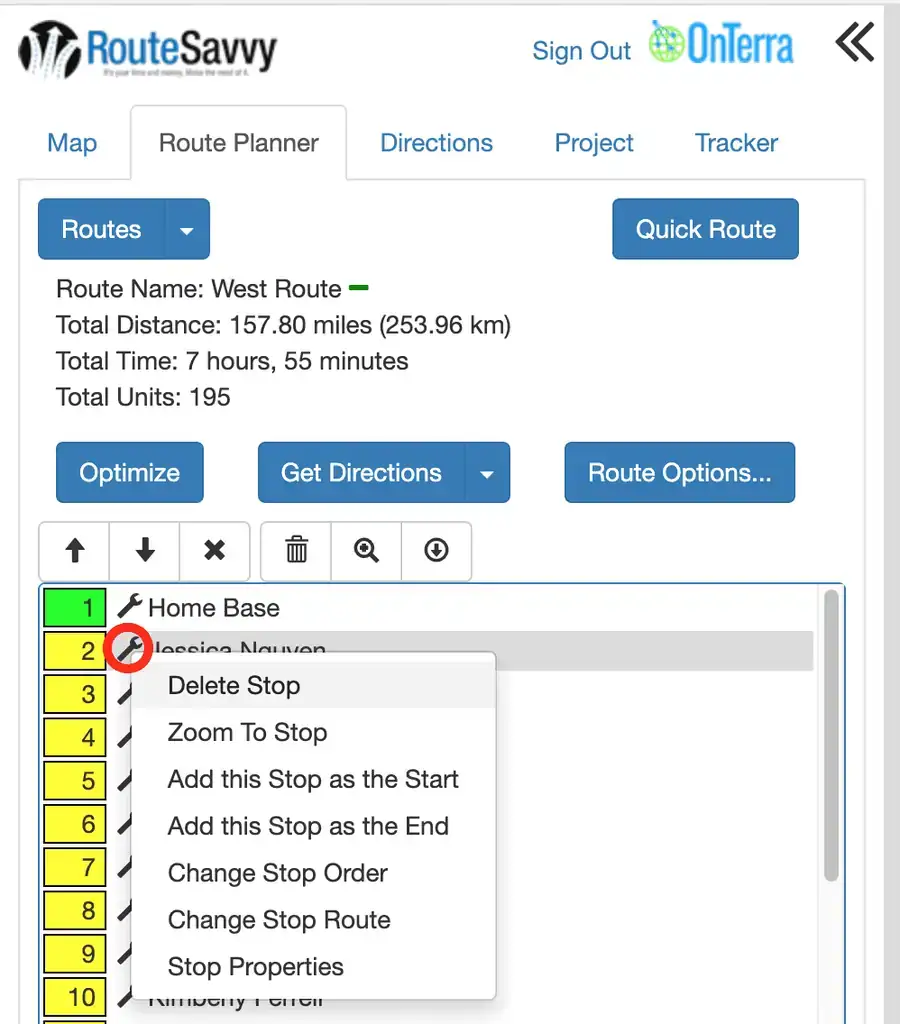 Screenshot: 3.1 Route Planner Tab