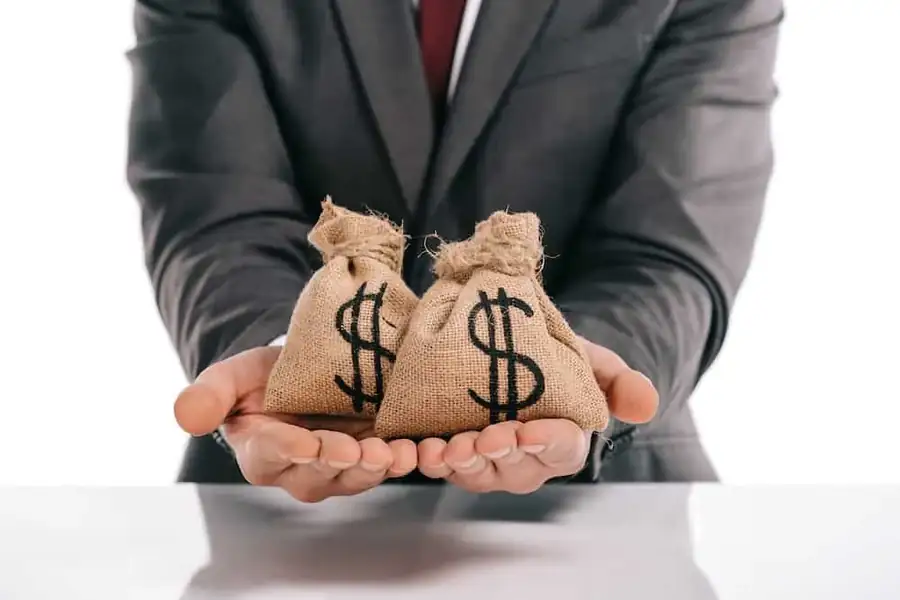 Bank Officer with Money Bags