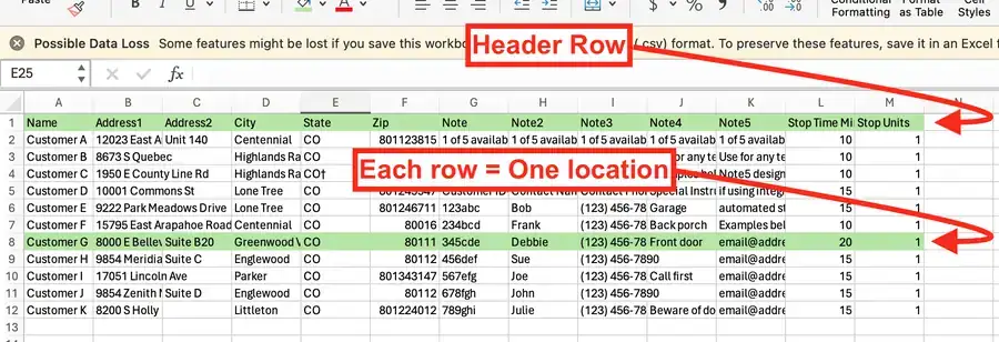 A sample spreadsheet.