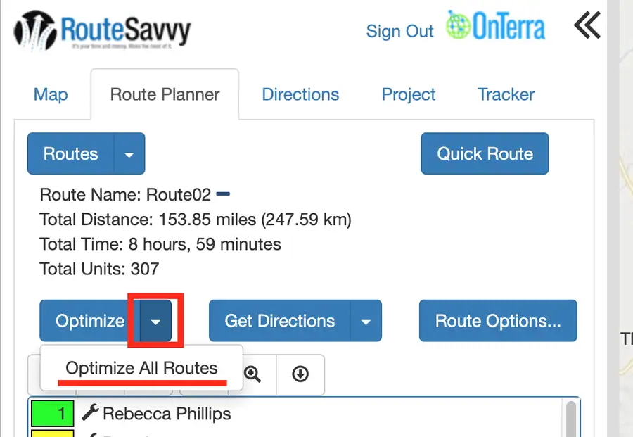Screenshot: 3.1 Route Planner Tab