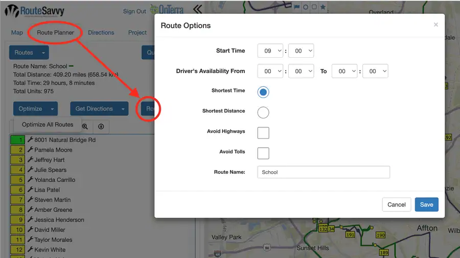 Route Options