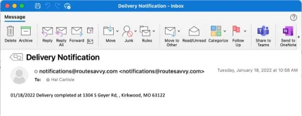 Delivery Notification