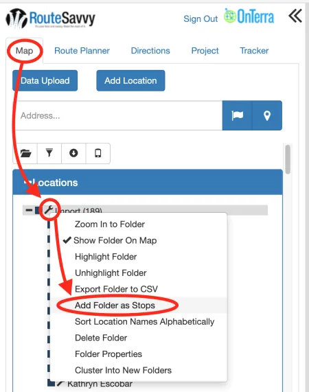 Screenshot: 3.2 Add Stops to a Route