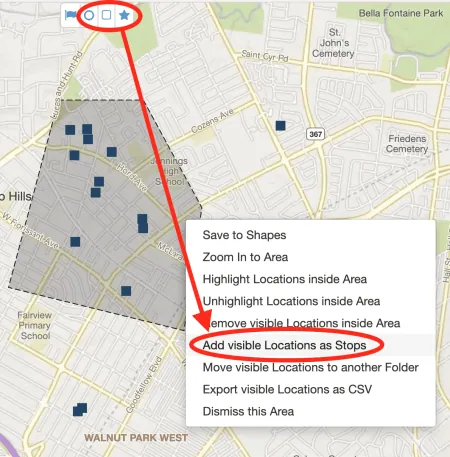 Screenshot: 3.2 Add Stops to a Route